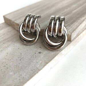 NEW~ Anthropologie Heaven Mayhem Mini Knot Silver Earrings